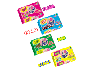 BUBBLE GUM AVEC TATTOUAGE - produits sucrés bubble gum pour enfant de 4 gr avec photo tattouage --gout fraise  165 pieces par sachet 16 sachets par cartons --