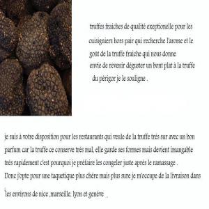  vends mes truffes fraiches direct du producteur  - champignon levure vente directe du producteur  de truffes fraiches premier choix odorante melanosporum blanche et noires payable en cache ,  prevoir un rdv pour accord .