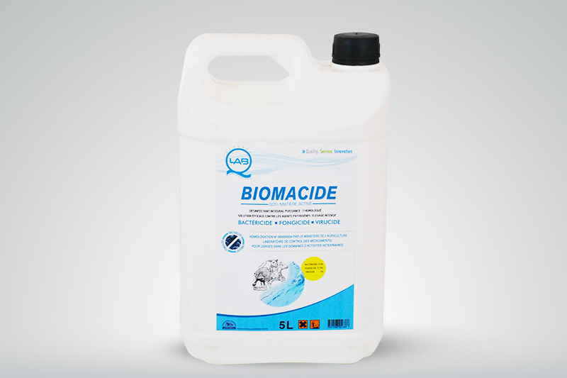 BIOMACIDE:DESINFECTANT LOCAUX D'ELEVAGE - hygiene entretien biomacide desinfectant integral puissance 3 homologue pour l'hygiène et la désinfection des locaux et matériels d’élevage. bactéricide,  fongicide et virucide(normes afnor) homologation n° 000000958 par le ministère de l'agriculture. description - biomaci