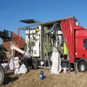 Mobile seed cleaner and treater unit - machinery equipment large portfolio of mobile seed processing unit to do on farm save seeds. design of many chassis frame to go on roads as well as fields. almost all crops can be process. many options are available for a full autonomy,  treated seeds packaging,  waste management,  direct injection...--shipment possible b