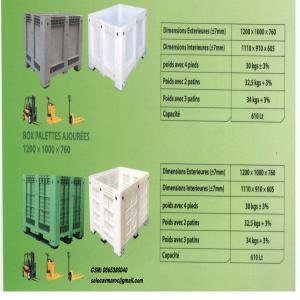 palette caisse - box palette - palox - conditionnement -palox pour la récolte des fruit et légume ---conservation de la qualité ---palox emplie pour facilité leur stockage ---palox avec robinet et couvercle (sur demande) 