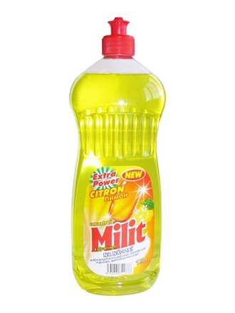 MILIT washing up agent - lemon  500ml, 1000ml, - hygiene maintenance milit washing up agent - lemon  500ml,  1000ml,  5000ml----washing up liquids and all-purpose cleansing detergents /price in eur/ exw hodonin cz--8594000721369	1020g	milit washing up agent - lemon	500ml	20	1080	0, 45	--8594000721376	1021g	milit washing up agent - lemon	1l	12	600	0, 59	--8594000721383	10