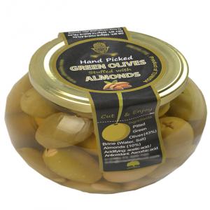 Olives vertes farcies aux amandes - fruits et légumes - type- olive--- type de produit- fruits tropicaux et sub-tropicaux--- style- frais--- variété- picholine--- la couleur verte--- type de culture- commune--- méthode de récolte- récolté à la main,  pièce par pièce.--- calibre- 200/240. 1 k