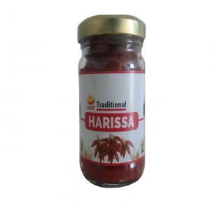 Harissa Traditionnelle, 200gr  - épices aromates harissa tunisienne,  pâte de piment fort. pot en verre de 200g.----la pate harissa tunisienne (prononcé ha-ri-sah) est une pâte de piment épicée largement utilisée dans la cuisine nord-africaine et moyen-orientale à base de piment séché----