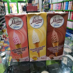 MIX GLACE  - lait et produits laitiers mix glace pret a l'emplois --3 parfums chocolat.fraise vanille--candia algerie uht  1 litres--par pack e 6 .12 --dlc 12 mois --