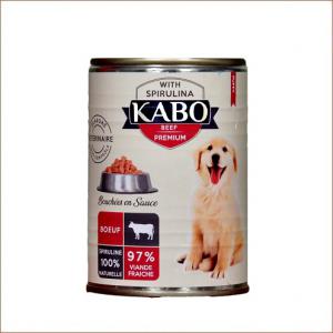 Boites  KABO  avec spiruline chats et chiens 380G - aliments pour animaux société productrice de bouchées en sauces pour chats et chiens cherche des distributeurs a travers le monde---cette gamme de produits de marque  kabo  de 380g est a base de 95% de viande fraiche et de la spiruline 100% naturelle,  elle est élaborée et conséil