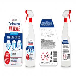  Désinfectant hydro alcoolique VIRUCIDE  - hygiene entretien désinfectant multi usage en spray alcoolique 70% alcool (mains,  textile,  & surface ) fabriqué en france--virucide / bactéricide / fongicide 