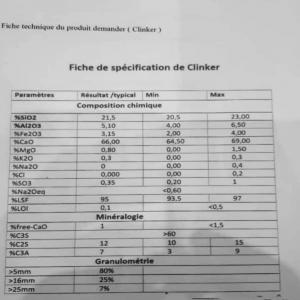 Clinker garde A - ciment société international propose clinker garde a origine algérie. -- nous avons  un  contrat sgs,  -- contrat annuel avec armateur moins de 10 ans spécifications techniques a la demande. --quantités selon la demande minimum( 12500 t/m ) --pas sérieux s'abstenir 