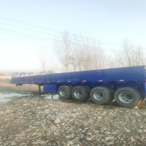 4axles 13m Fence Trailer - transit transportation logistics here is the specifications for the trailer---size-13x2.5m(lxw), fence height 0.6m--capacity-60tonnes--axle- 4pcs 13tonnes , fuwa brand--suspension-4axles mechanical suspension, with double air chamber--tires- 12r22.5  16+1pcs--color-blue