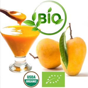 PUREE DE MANGUE BIO | ORGANIC MANGO PUREE - jus concentré sirop  purée de mangue biologique fabriquée à partir de fruits mûrs naturellement et cultivés sans pesticides ni engrais,  récoltés dans des fermes certifiées biologiques. ----utilisation---boissons,  jus de fruits,  nectars,  smoothies,  crèmes gla