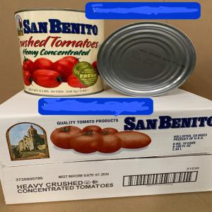 Tomates san Benito  - conserve semi conserve de la tomate écrasé concentrée pour une alimentation saine disponible le carton contenant 6 grande boîtes de 300g (3.01kg) livraison partout.