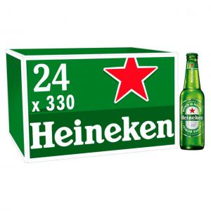 Bière Heineken 24x 330ml - boisson alcoolisée lager emblématique et savoureuse appréciée dans le monde entier depuis 1873. légère au corps,  avec une finale de houblon croquante. a déguster très froid.--marque heineken--taille du récipient 330 ml--force (abv) 5%--bouteille en verre de pr&ea