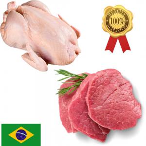 Protéine animale halal (poulet et bœuf) du Brésil - viandes et oeufs nous proposons du poulet congelé (griller) du brésil halal (meilleur prix du marché mondial) et de la viande bovine - beef hallal - congelée ou réfrigérée,  emballée sous vide (quart avant et quart arrière,  coupes sur demande du client). 