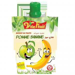 Dessert de fruits POMME-BANANE 80g - fruits et légumes nos compotes de fruits vitafruit riches en vitamine c,  sans gluten et sans conservateur,  sont idéales pour un dessert ou un goûter frais et léger.--nos fruits sont soigneusement sélectionnés et préparés pour le plaisir des petits et des grands.--d&egra