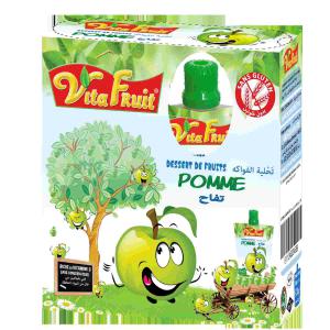 Gourdes de Dessert de fruits POMME 4*80g - fruits et légumes nos compotes de fruits vitafruit riches en vitamine c,  sans gluten et sans conservateur,  sont idéales pour un dessert ou un goûter frais et léger.--nos fruits sont soigneusement sélectionnés et préparés pour le plaisir des petits et des grands.--d&egra