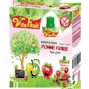 Gourdes de Dessert de fruits POMME-FRAISE 4*80g - fruits et légumes nos compotes de fruits vitafruit riches en vitamine c,  sans gluten et sans conservateur,  sont idéales pour un dessert ou un goûter frais et léger.--nos fruits sont soigneusement sélectionnés et préparés pour le plaisir des petits et des grands.--d&egra