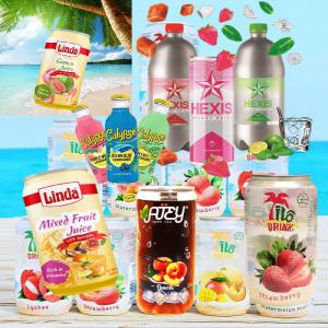 EXPORT SOFTDRINK: LINDA ILO ATEY HEXIS CALYPSO - boissons non alcolisée export boissons soft----------------production fraiche dluo longue------prix d usine----jus  orange-mangue-ananas-goyave - mixfruit -papaye-passion-pomme -tamarin--jus linda en canette 33cl--2370 packs de 24 x33cl. dans conteneur 40hc ---------------------boisson ïlo  / fine bulle canette translucid