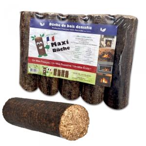 Grossiste bûche densifié Bois de chauffage - bois charbon fibre vente en gros bûche densifié / compressé 100% feuillus sans colle ni liant,  uniquement par camion complet,  conditionné en palette de 117 packs de 5 bûches emballé soit 1 tonne. diamétre 8cm longueur 30cm. tarif donné rendu suivant situation g&eac