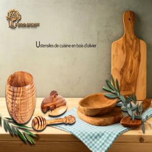  Ustensiles de cuisine en bois d'olivier - autres ustensiles de cuisine d'artisanat,  fabriqués à partir du bois d'olivier naturel et écologique,  connu pour sa solidité et sa durabilité,  elles apportent une touche naturelle et authentique à votre cuisine.--