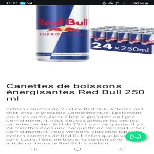 Redbull,coca cola - boissons non alcolisée nous sommes grossiste spécialisé en boissons,  notre dépôt est situé en slovaquie region nitra--aujourd'hui notre société vous propose des produits au pack à la palette et au camion complet, --disponible en stock permanent.--redbull,  redbull , --co