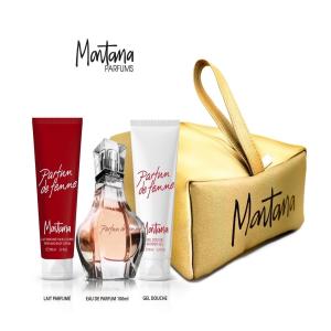 coffret Montana homme femme  - hygiene entretien nous vous proposons cette offre en stock avec 1150 pièce---coffret montana initial 100 ml edp homme+déoroll-on 50ml+gel douche 100 ml---coffret montana black edition 125ml edp homme+déoroll-on 50ml+gel douche 100 ml---coffret montana suggestion eau d'or 100ml edp femme+lait parf