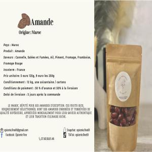 Amandes marocaines  - fruits secs et graines grillées épicerie fine69,  spécialisée dans la vente de fruits secs premium. nous avons actuellement des amandes marocaines disponibles en stock en france,  pretes à etre livrées immédiatement.----détails produits ---   produit - amandes premium--         saveur