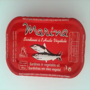 sardine MARINA de la tunisie - conserve semi conserve sardine marina d'origine tunisien de bonne qualité --boite rouge de 125g --50 boites / carton--3200 carton / 20  pieds conteneur--délai de livraison 30 jours--durée de vie du produits 3 ans après la date de production--origine tunisie-- les prix sont exceptionnel --merci 